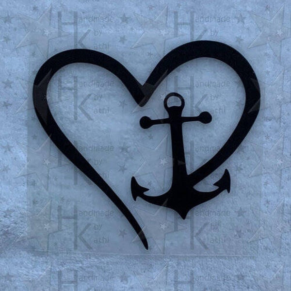 Bügelbild - Herz mit Anker (Maritim)