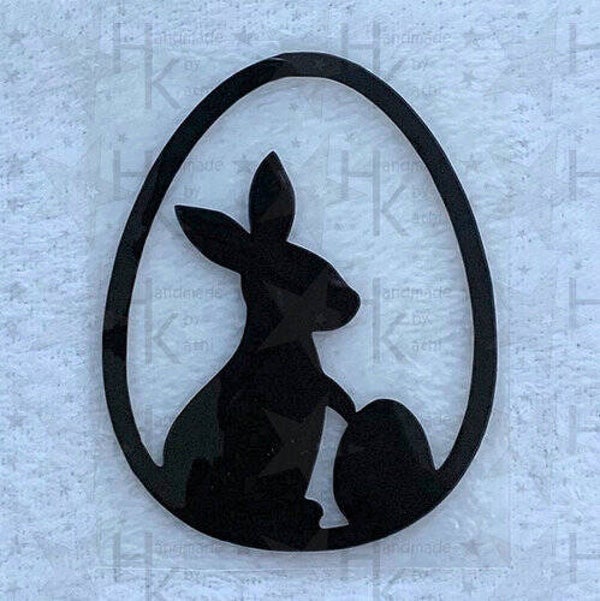 Bügelbild - Osterei mit Osterhasen