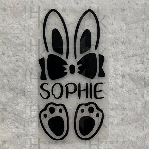 Bügelbild - Süßer Hase / Osterhase mit Namen (Mädchen)