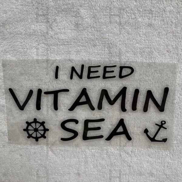 Bügelbild - Spruch "I need Vitamin Sea" (Maritim)