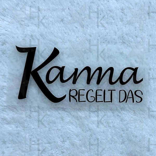 Bügelbild - Karma regelt das | Spruch | Logo