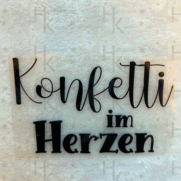 Bügelbild - Konfetti im Herzen | Spruch | Statement | Gute Laune