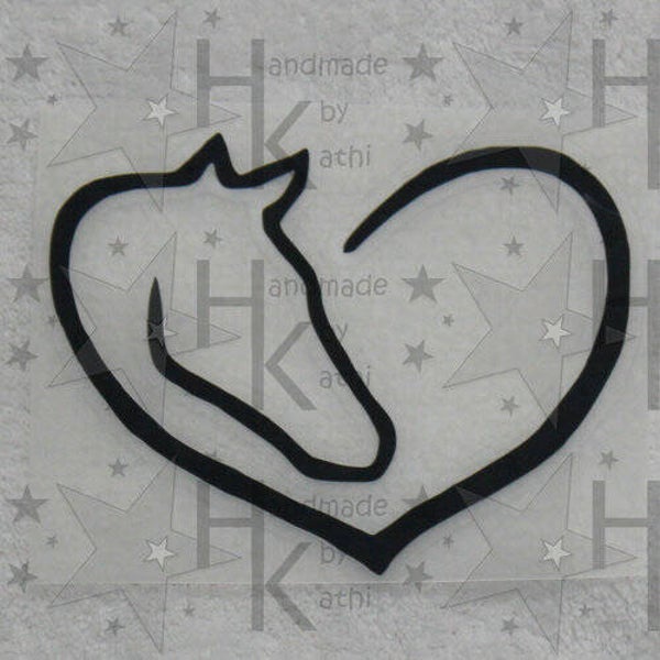 Bügelbild - Herz mit Pferdekopf