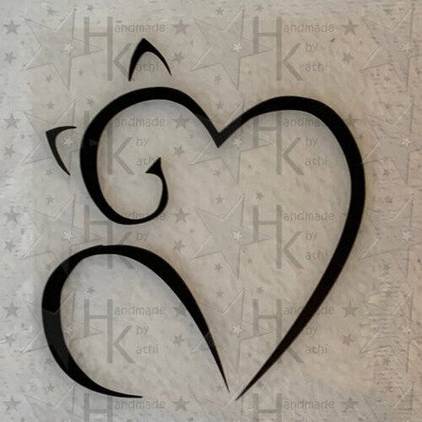 Bügelbild - Süßes Herz als Katze