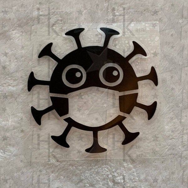 Bügelbild - Virus / Bazille mit Mundschutz