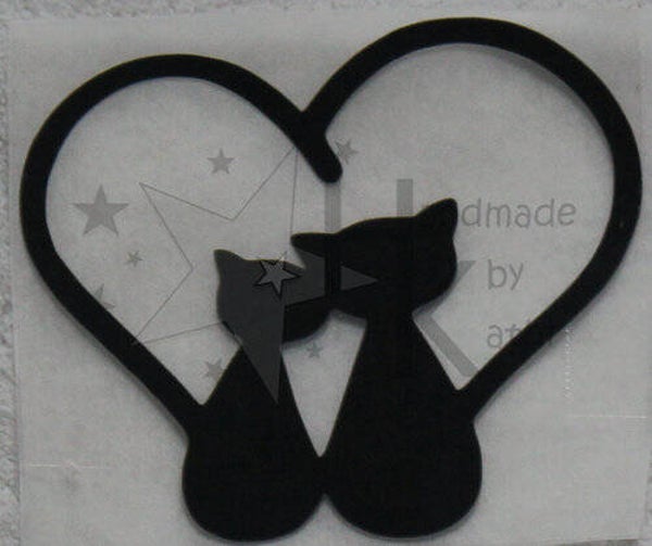 Bügelbild - 2 Katzen im Herz