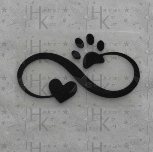 Bügelbild - Unendlich (Eternity) mit Herz und Pfote