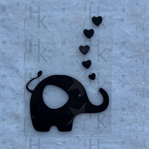 Bügelbild - Elefant mit Herzchen