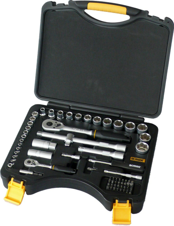 ironeside 70-delige doppenset 1/4''+1/2'' inclusief ratelsleutel