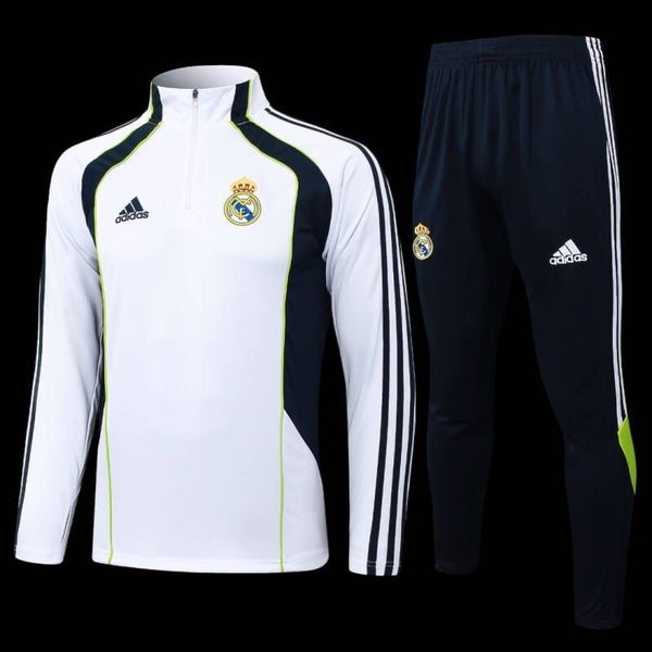 ⚪💙 Survêtement Enfant Real Madrid 2025/2026 (Blanc & Bleu Marine)