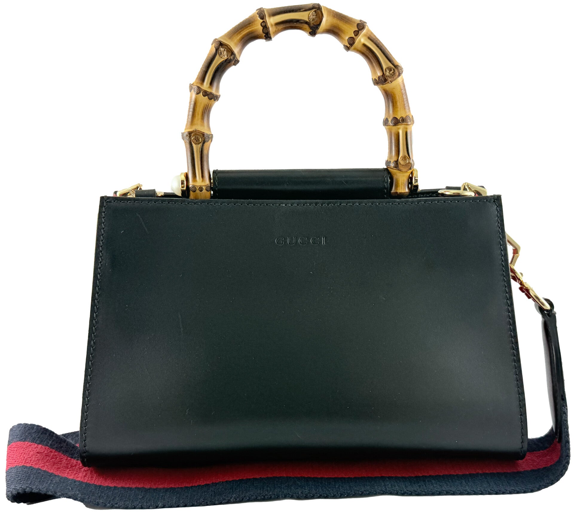 Gucci Black Nymphaea Top Handle Bag Leather Small