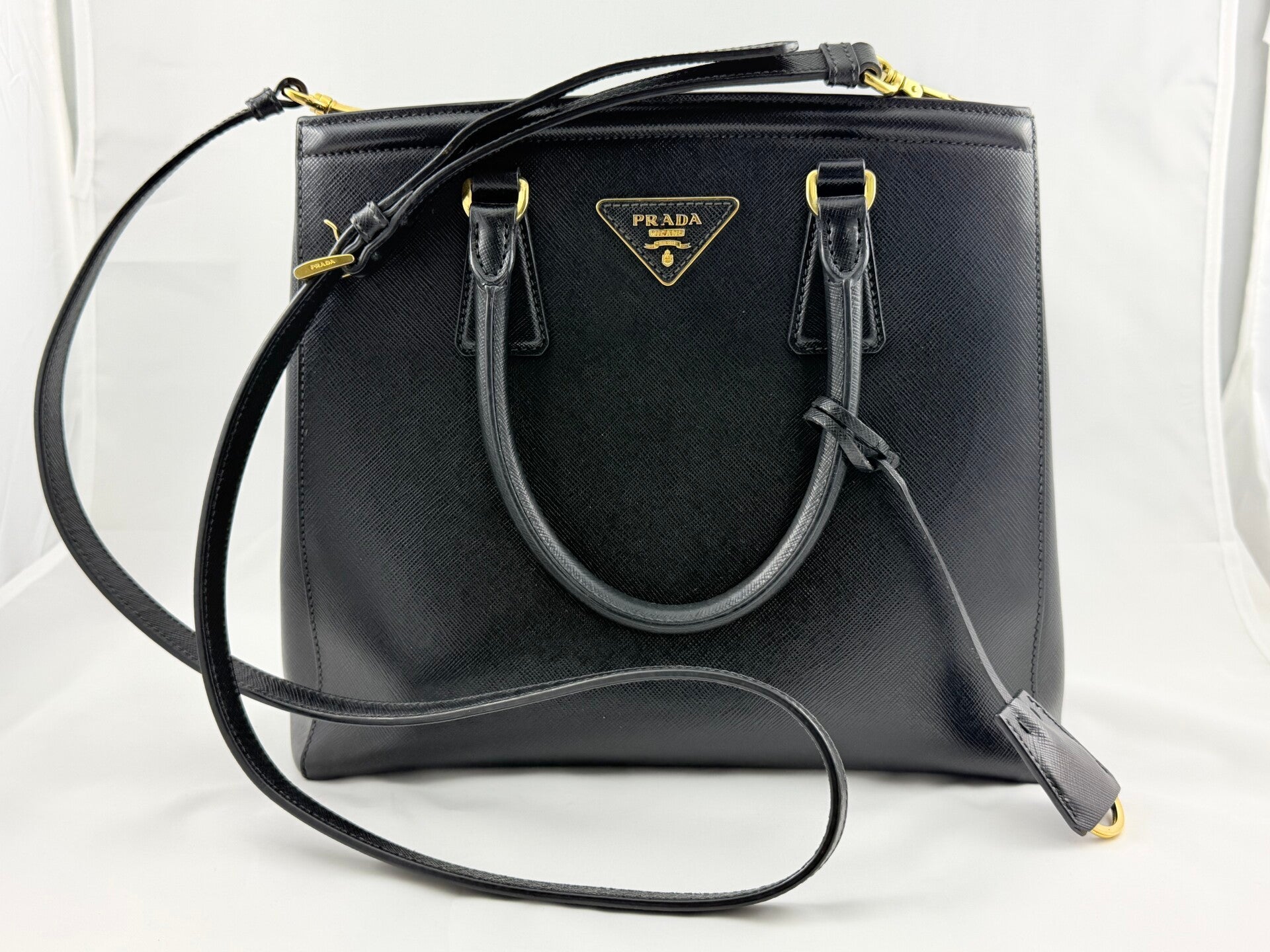 Prada Medium Saffiano Leather Black Double Zip