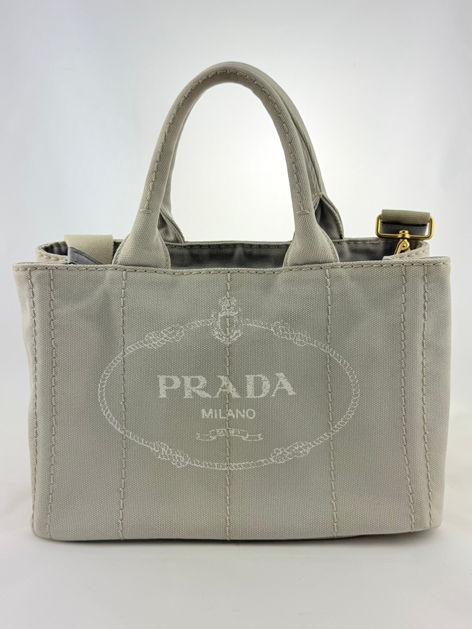 Prada Canapa Convertible Canvas Tote