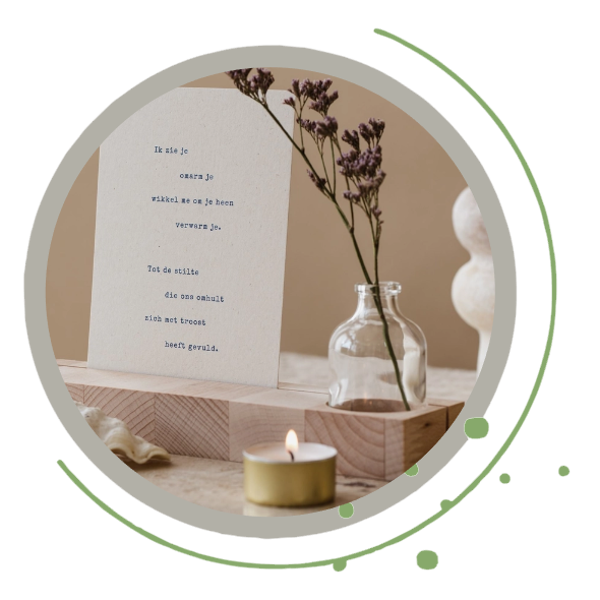 Kaarten houder met vaasje