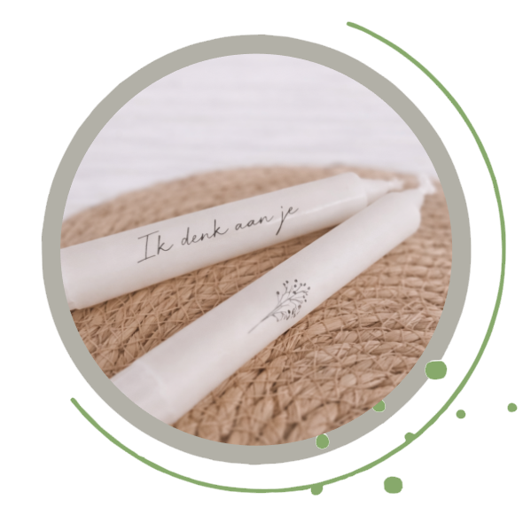 Diner kaars set, ik denk aan je