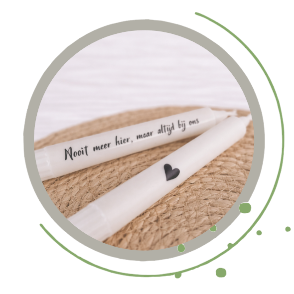 Diner kaars set, nooit meer hier