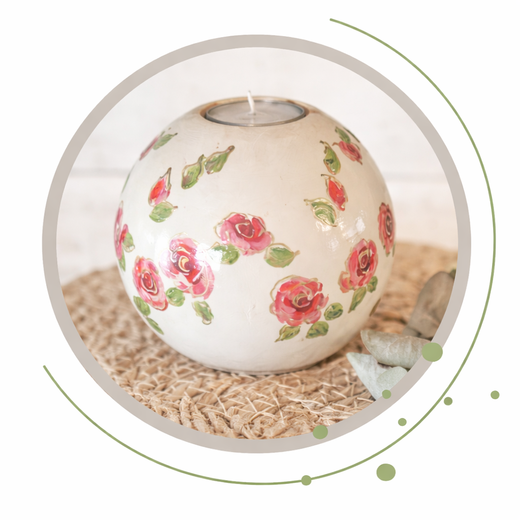 Urn waxine licht met rozen