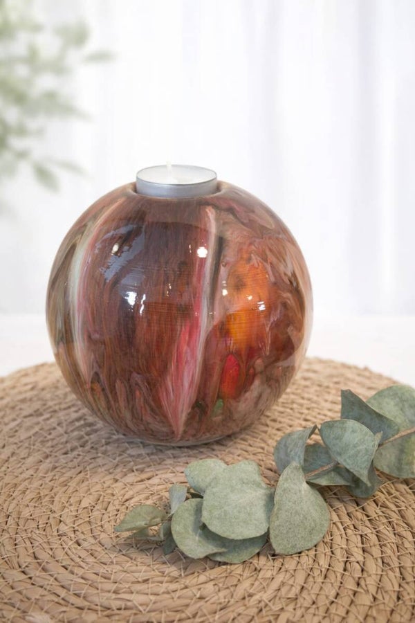 Urn waxine licht kleur verloop rood oranje roze