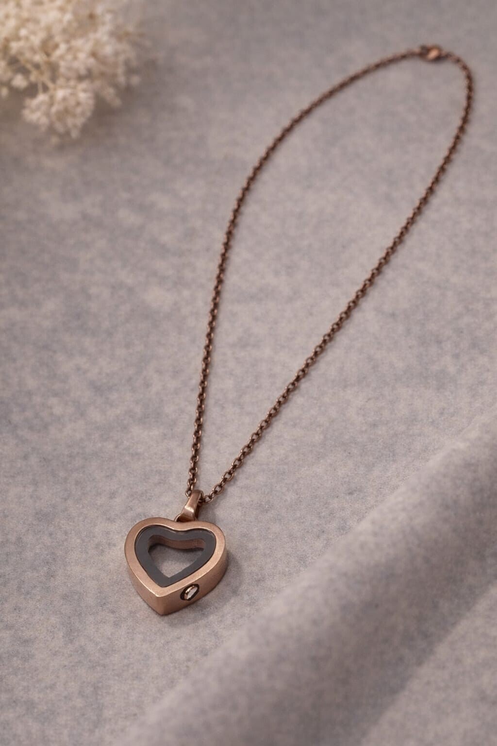 As ketting open hart rose goud