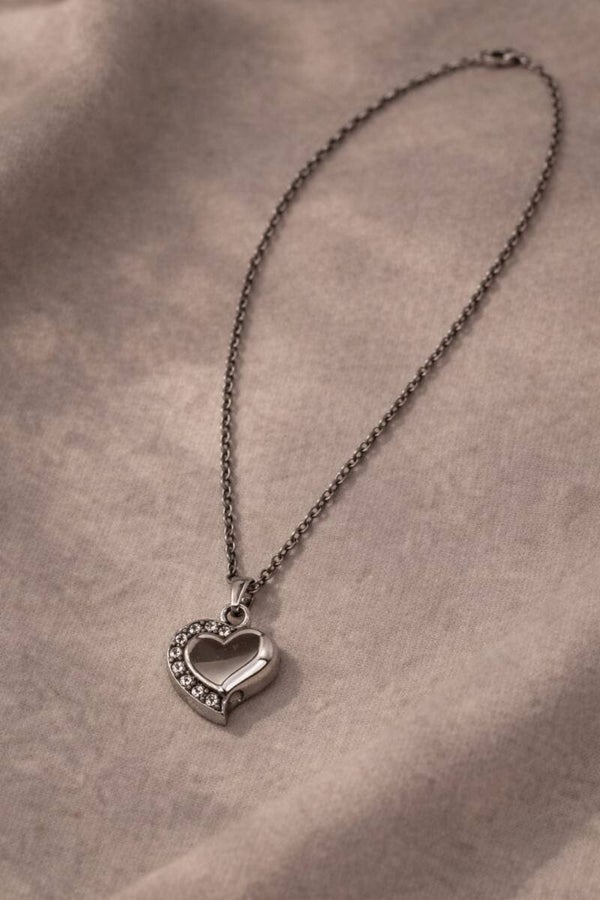 As ketting open hartje met steentjes