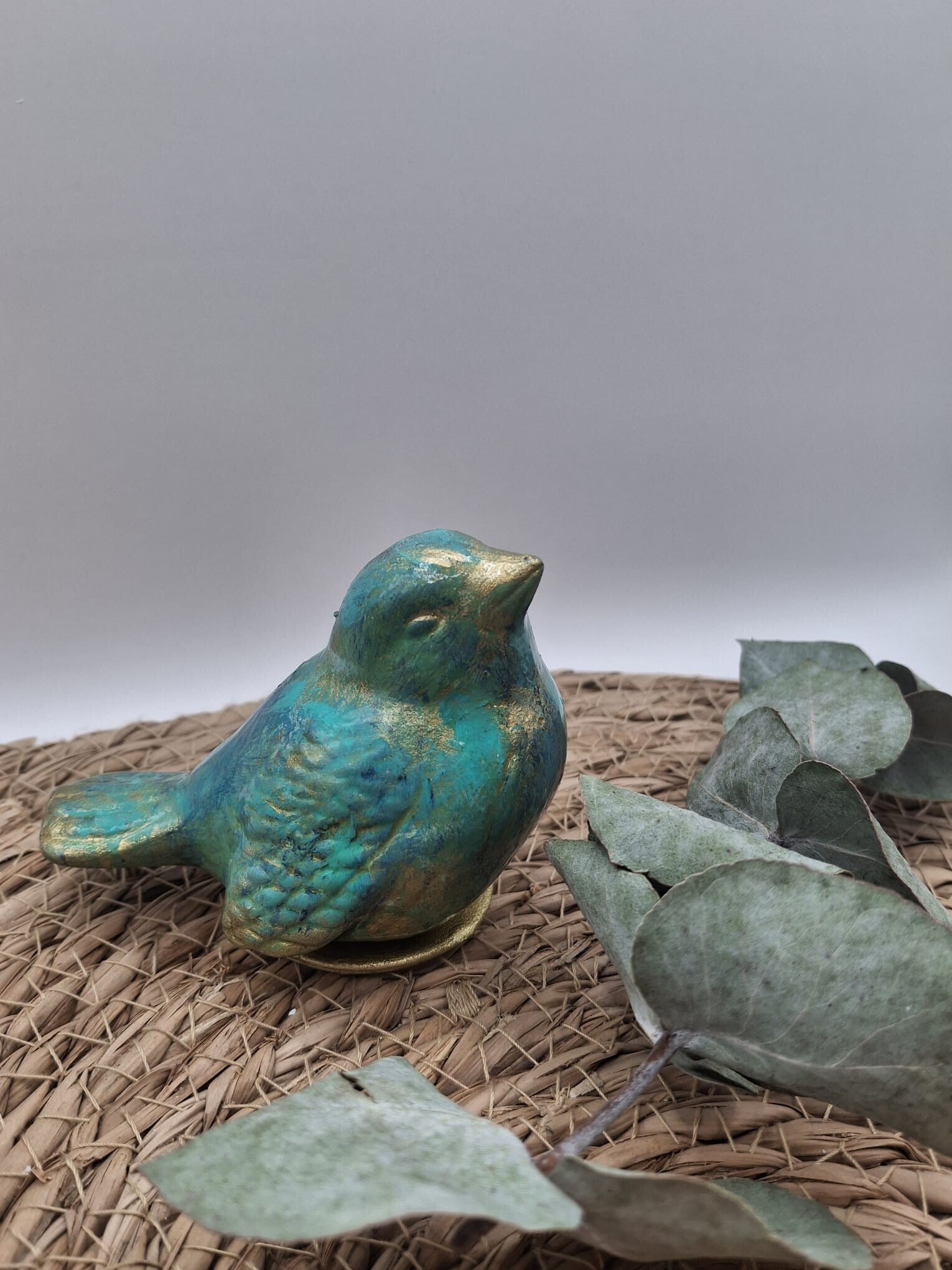 Urn vogel blauw groen goud