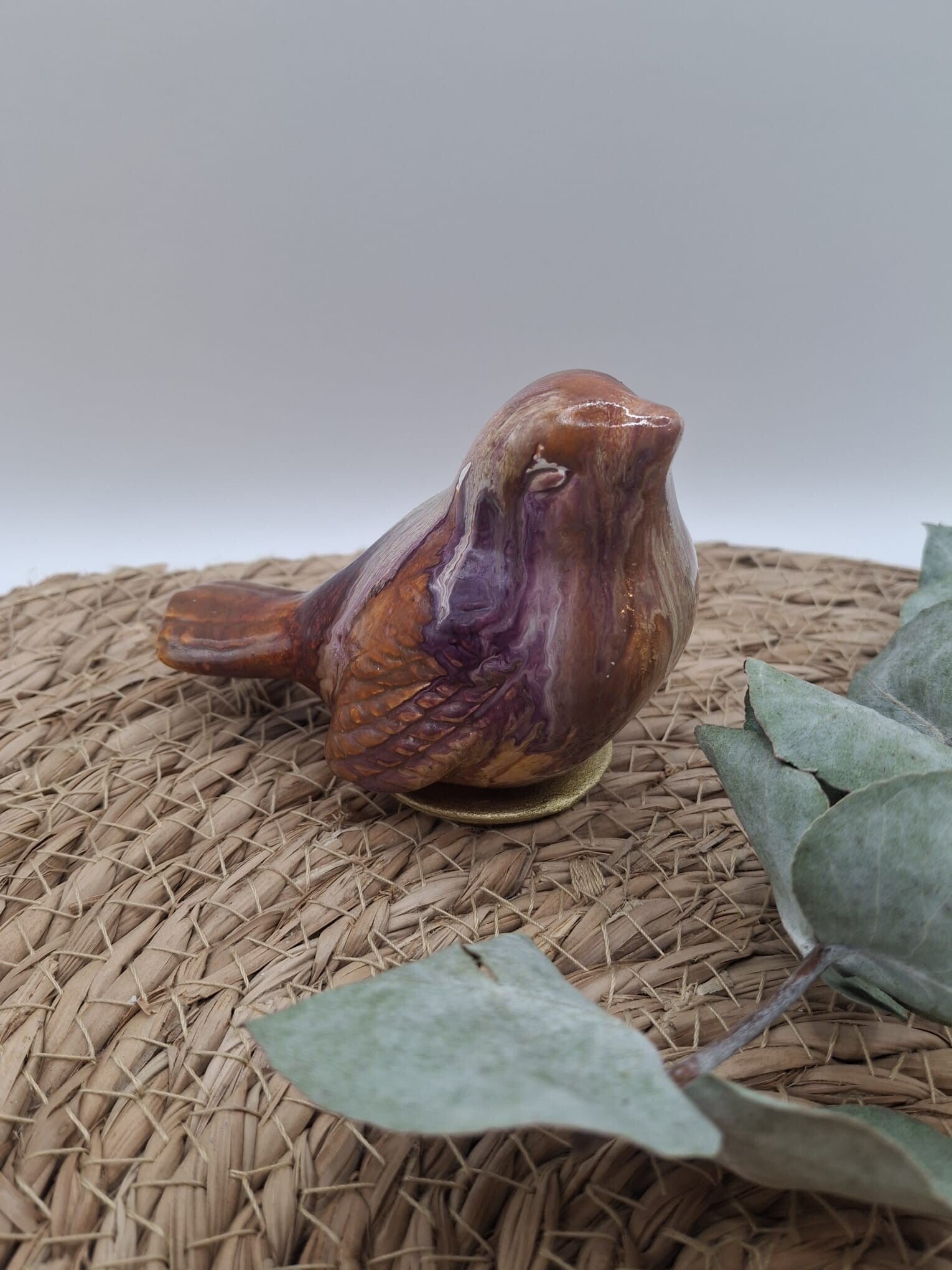 Urn vogel bruin lila oranje