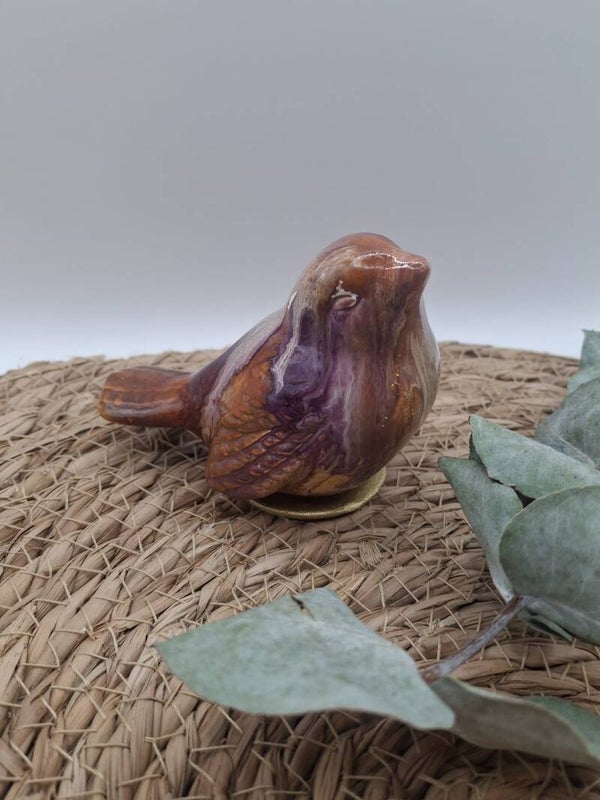 Urn vogel bruin lila oranje