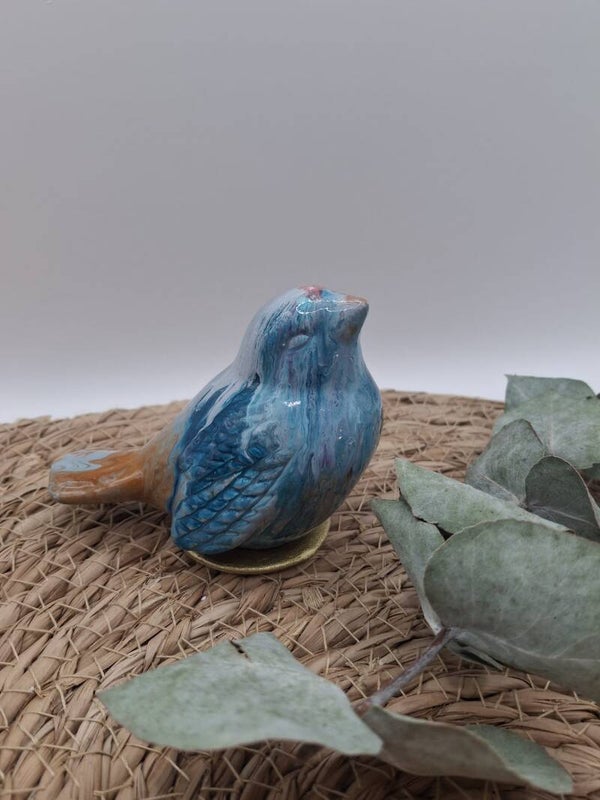 Urn vogel blauw bruin