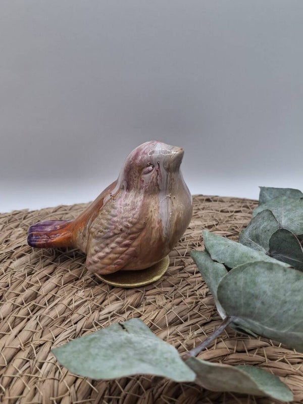 Urn vogel beige paars lila oranje