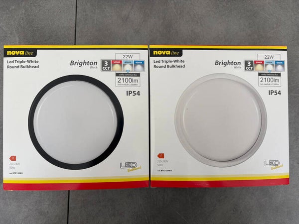 plafoniera led  ip 54 tricolor cct bianca o nera