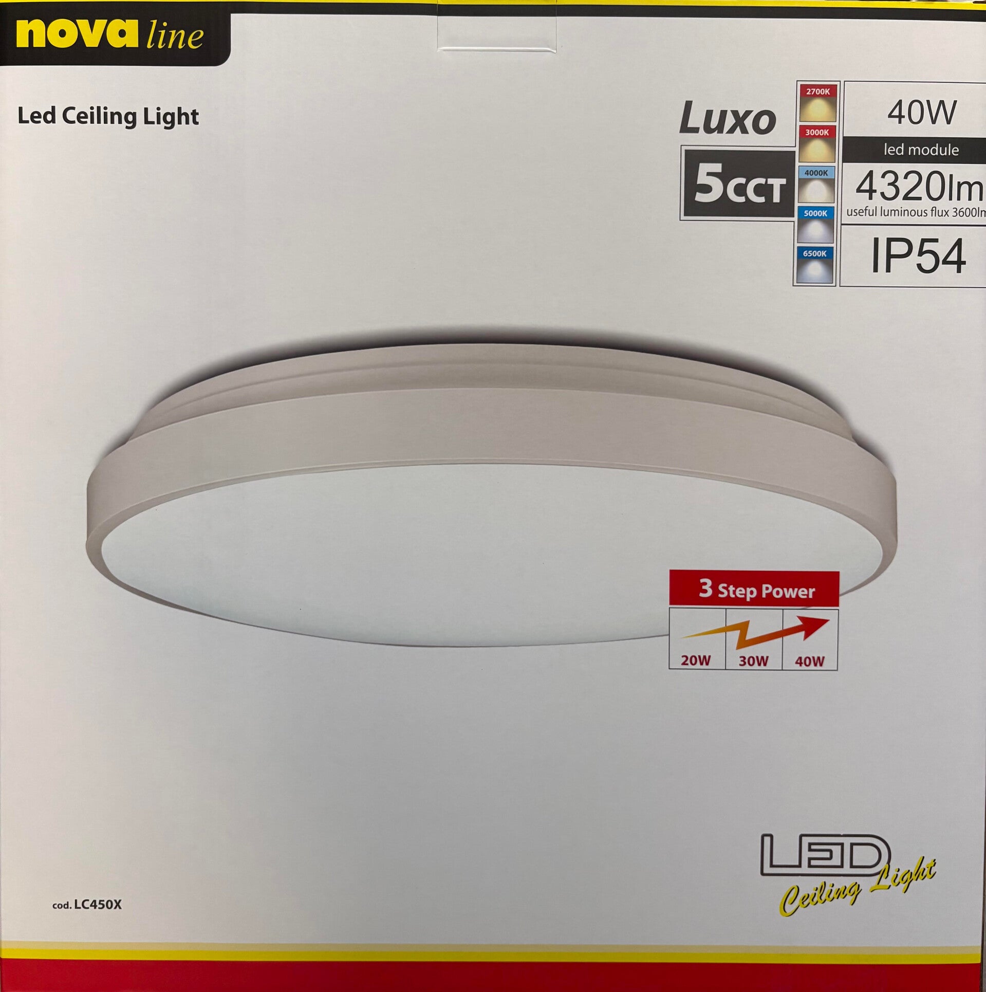 plafoniera led  ip 54 da esterno 5 cct