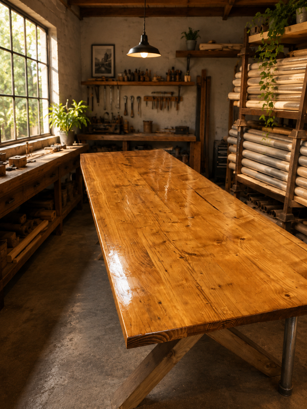 Rustic Chunky Farmhouse X Leg Table