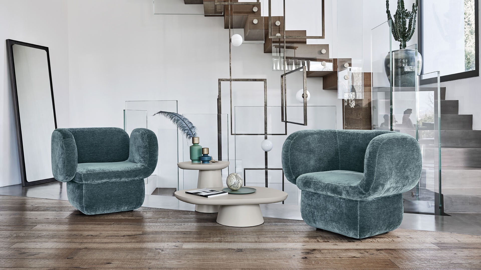 Fauteuil Ditre Italia Vento en velours pour salon d'hôtel