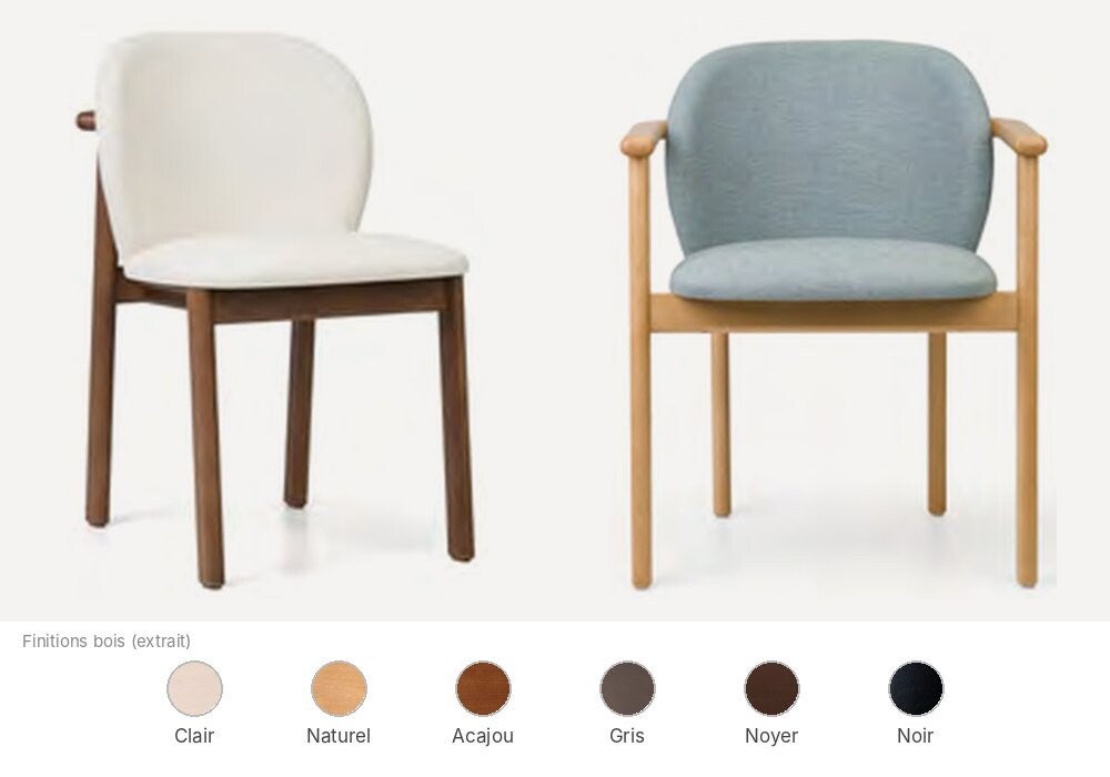 Chaise et fauteuil de restaurant Fenabel Celle, dossier arrondi enveloppant