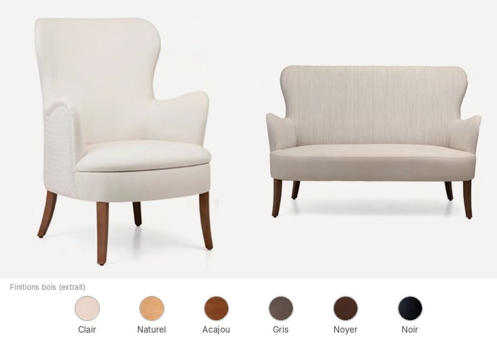 Banquette et fauteuil Fenabel Flower pour accueil d'hôtel