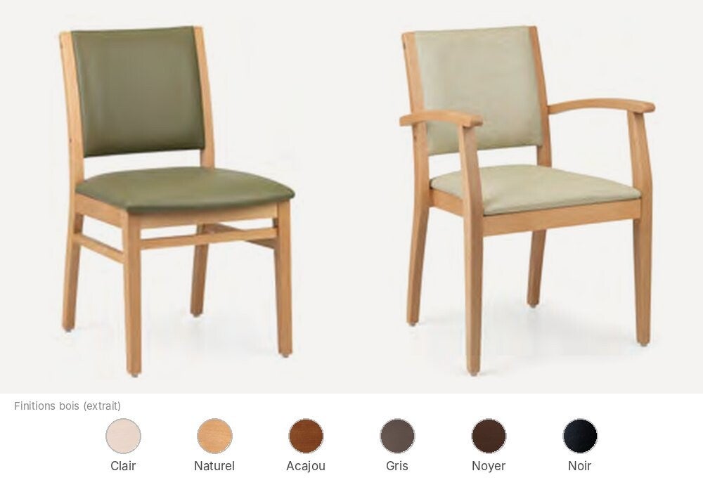 Chaise et fauteuil Fenabel Porto pour EHPAD, dossier haut
