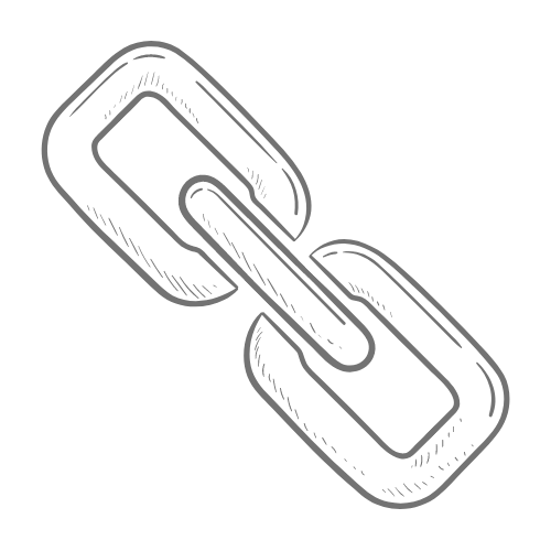 Handgetekend icoon van een schakel om aan te geven dat het LUS bankje oersterk en duurzaam is. 