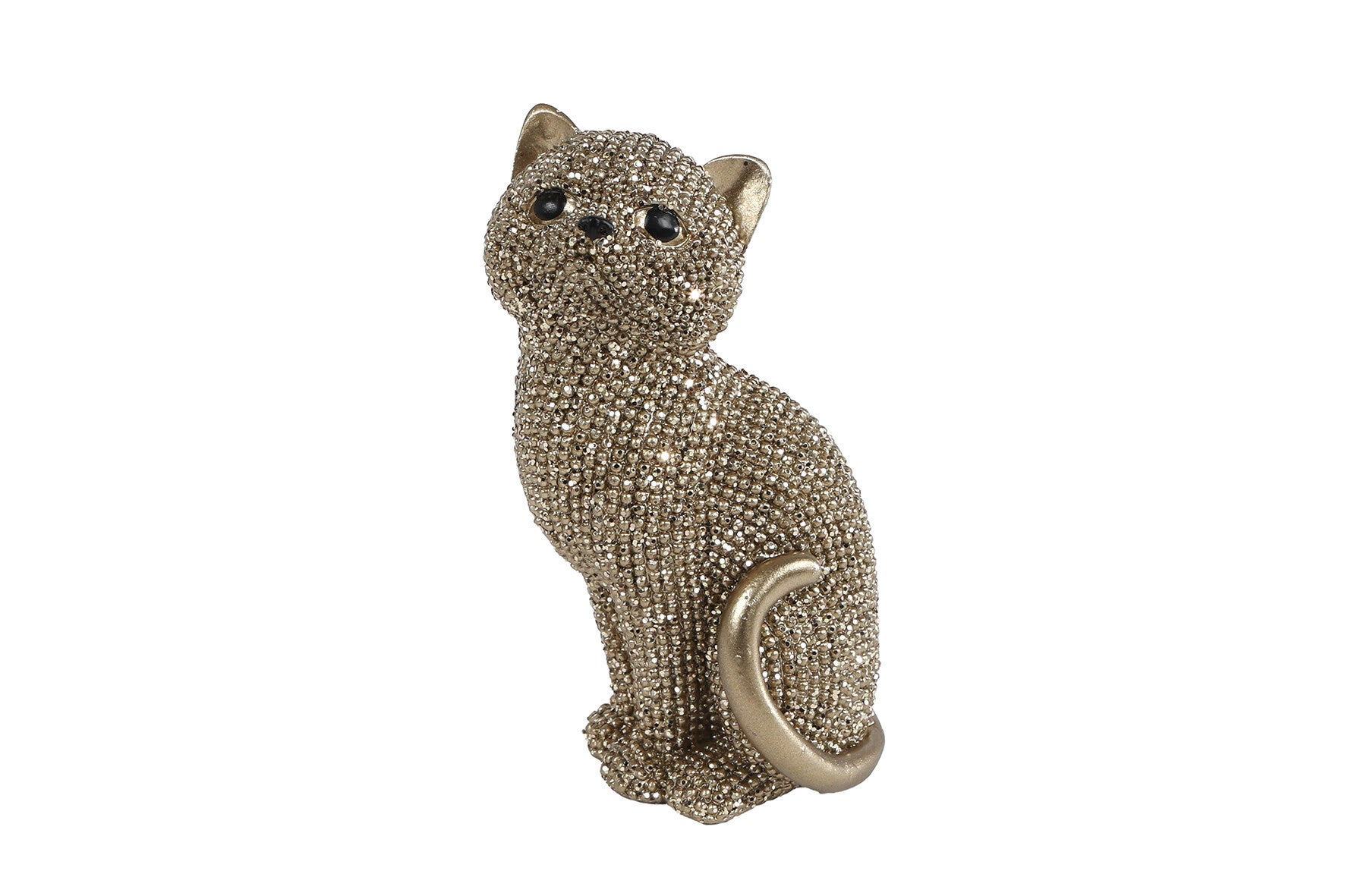 Sculptuur "Poes" glinster goud polystone