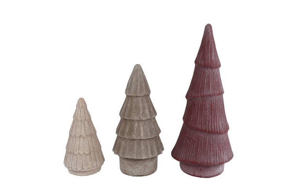 Sculptuur Kerstboom – Burgundy Red/Wit/Lichtbruin