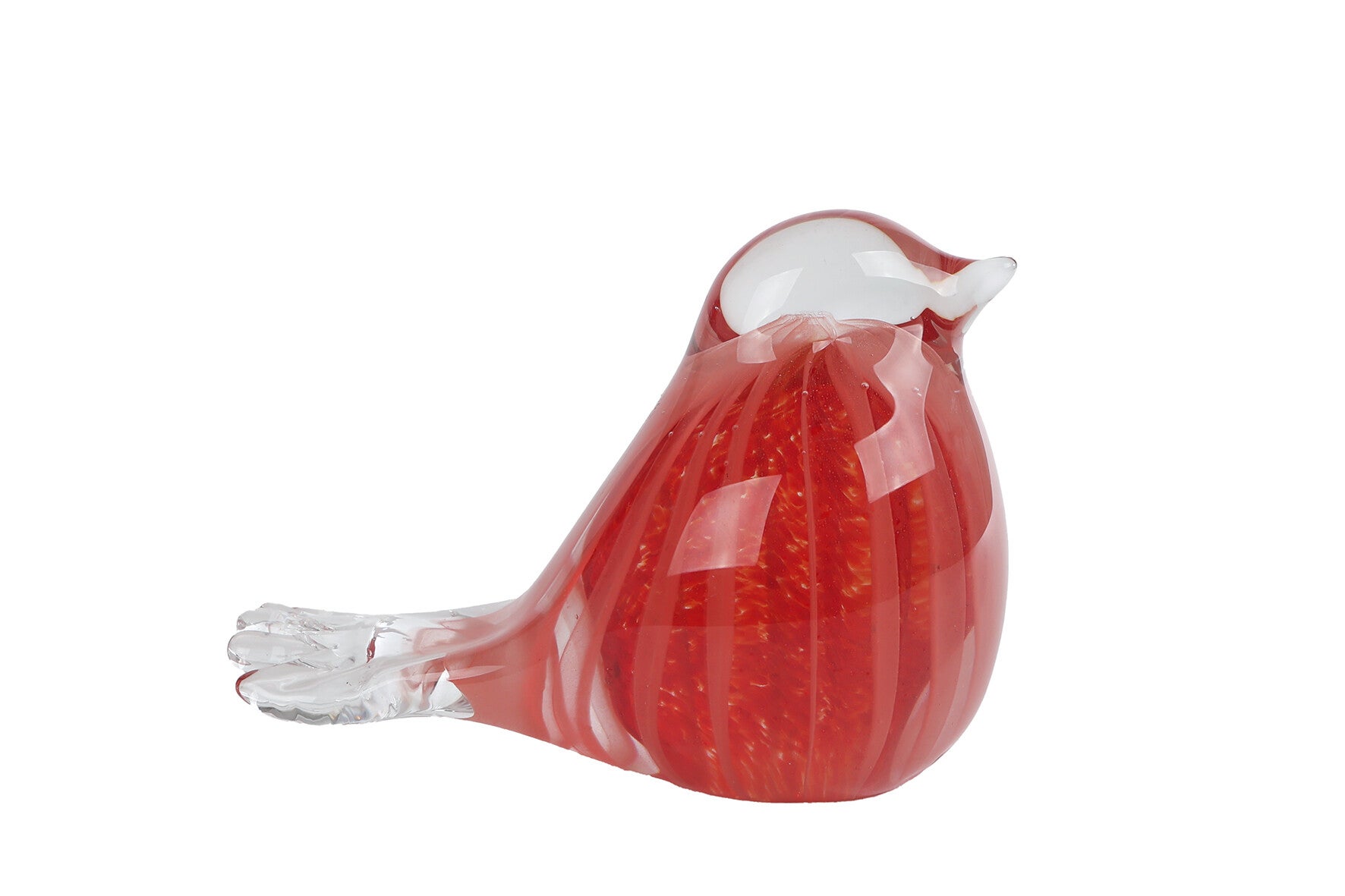 Sculptuur "Vogel" rood/roze glas