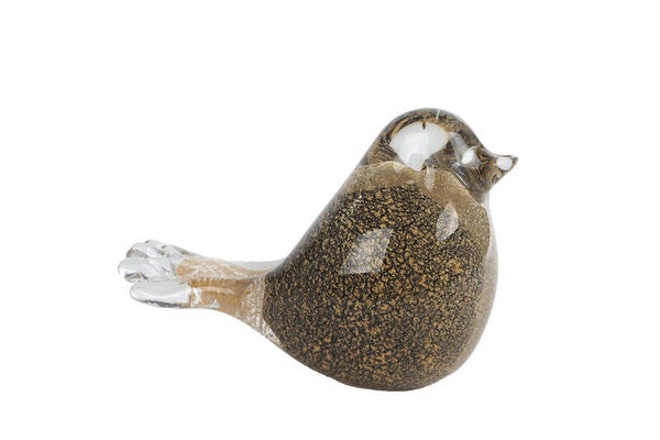 Sculptuur "Vogel" goud glas 13,5x6,5x9cm