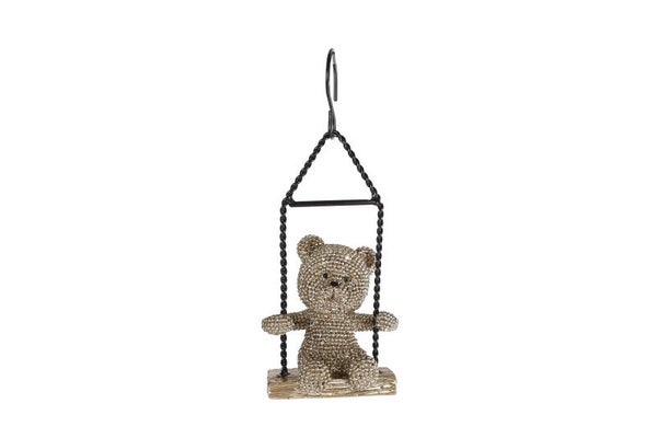 Hang-sculptuur "Teddybeer Schommel" Glinster Goud
