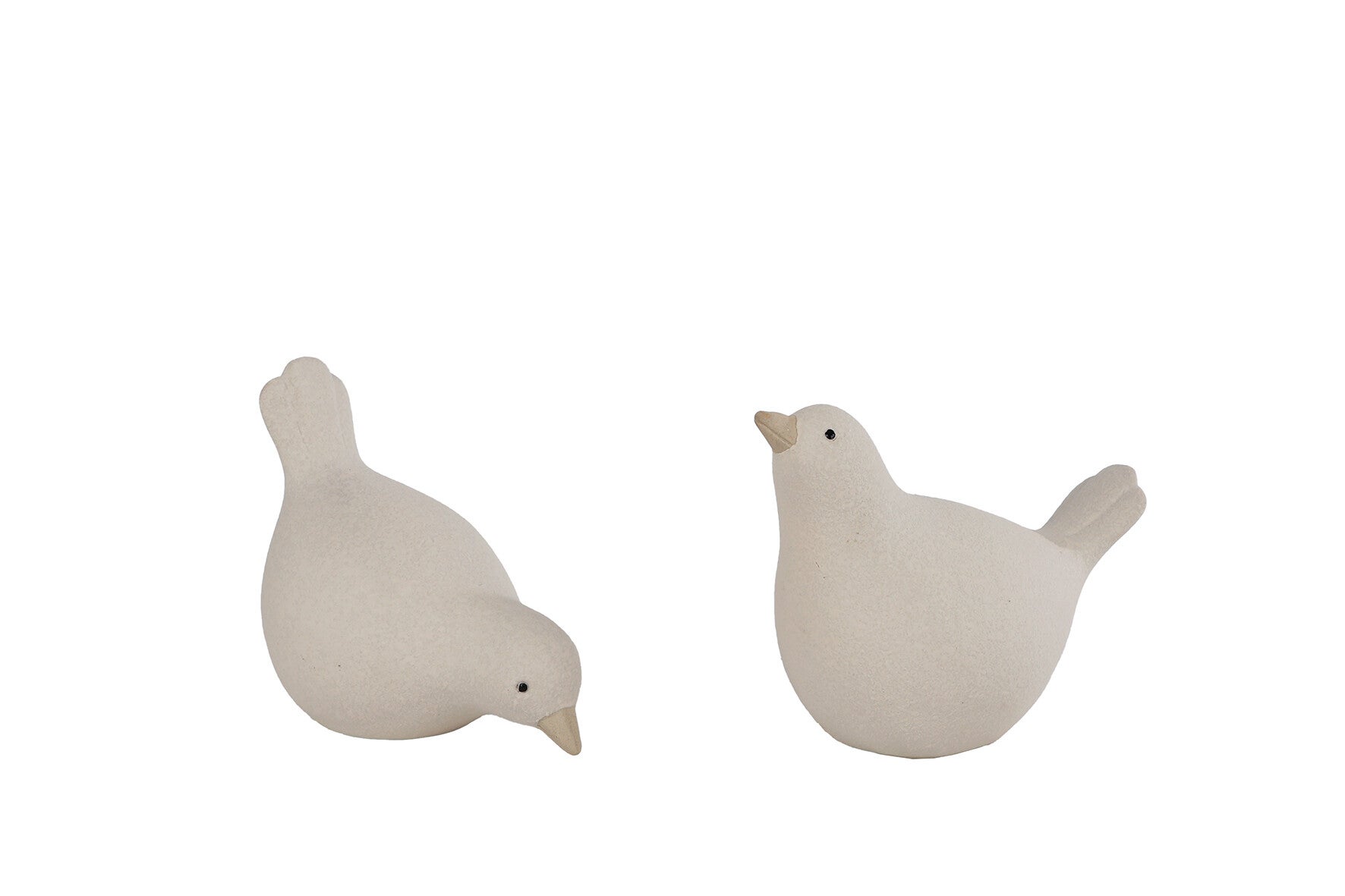 Sculptuur "Vogel" crème  SET VAN 2 aardewerk 9,5x5x7cm