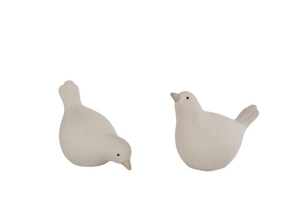 Sculptuur "Vogel" crème  SET VAN 2 aardewerk 9,5x5x7cm