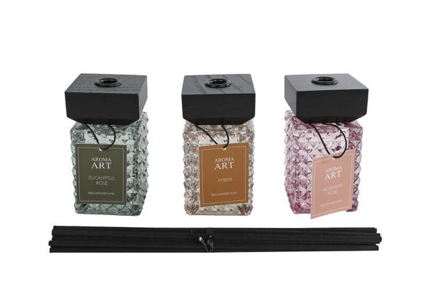 Diffuserset "Aroma Art" s3 color box 3x50 ml glas 23,5x4,6x14cm