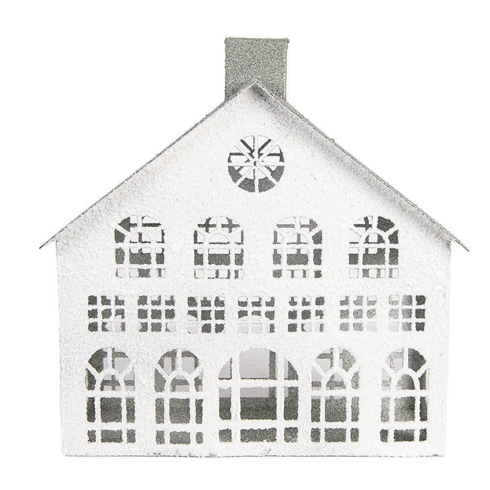 Decoratie Beeld Huis Wit Metaal 34cm