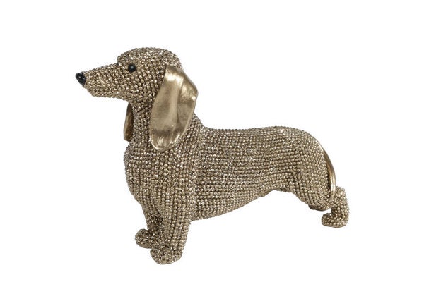 Sculptuur Teckel glinster goud