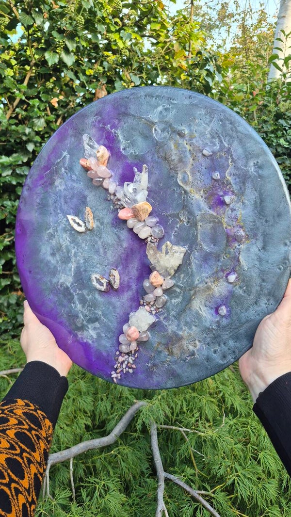 Schilderij edelstenen en Resin art "Healing River"