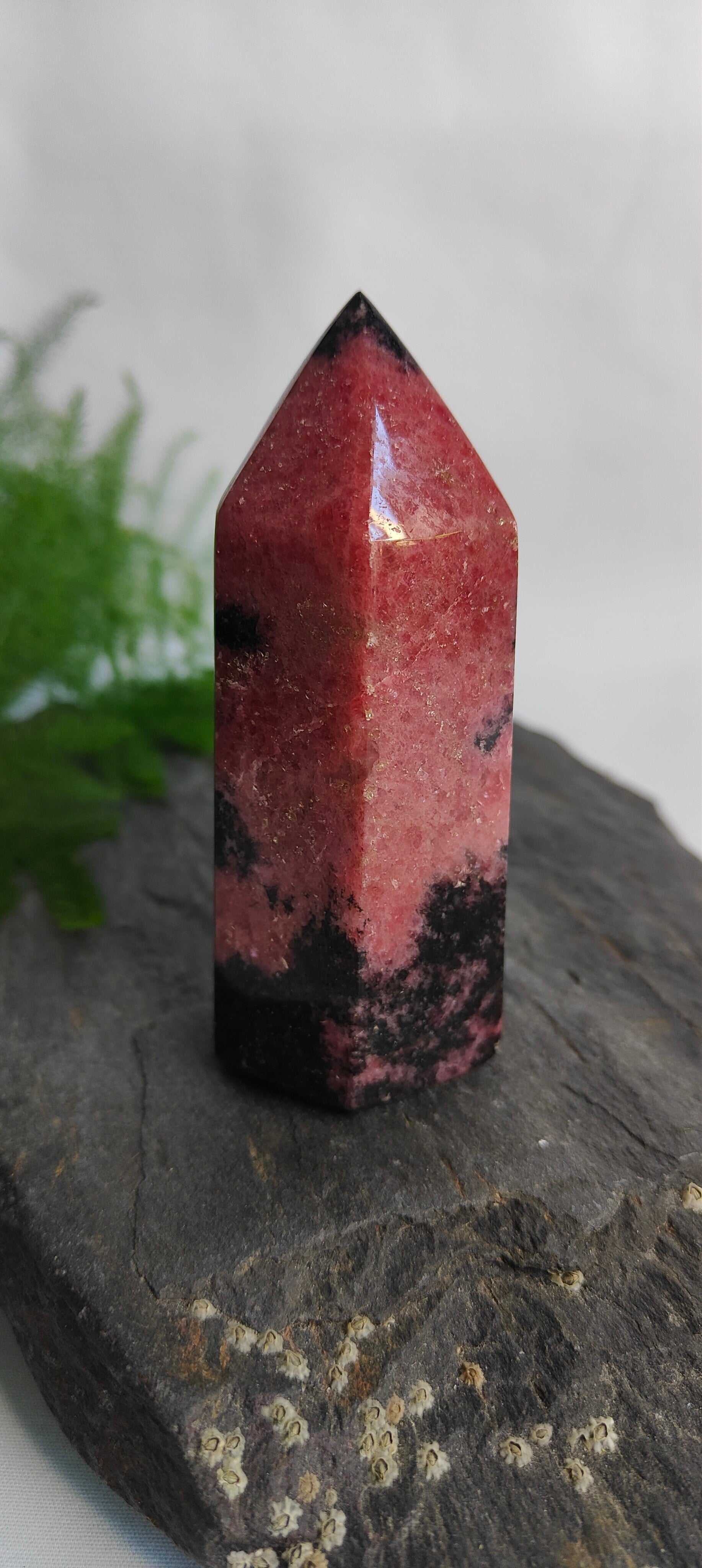 Rhodoniet obelisk "Pink and Black"