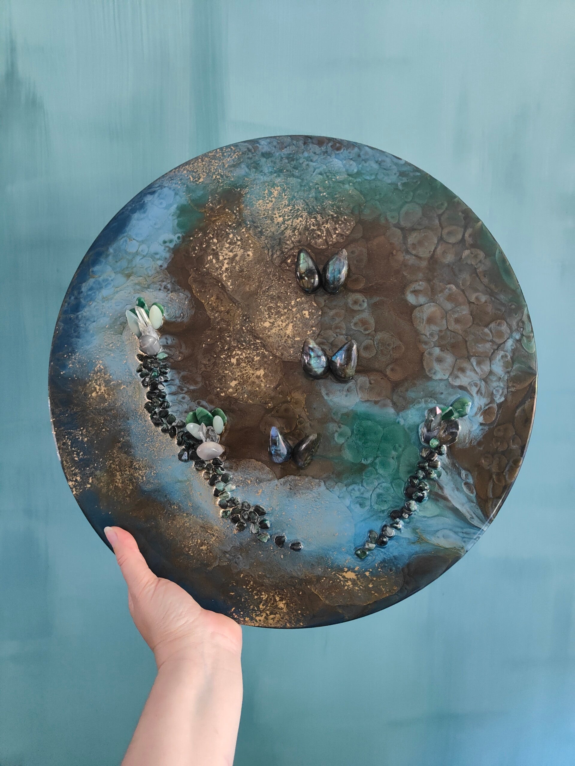 Schilderij edelstenen en Resin art "Journey"